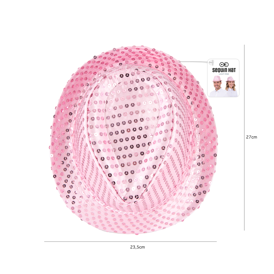 Kapelusz cekinowy jasnoróżowy