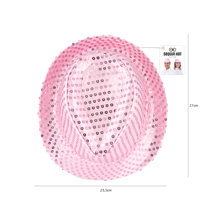 Kapelusz cekinowy jasnoróżowy