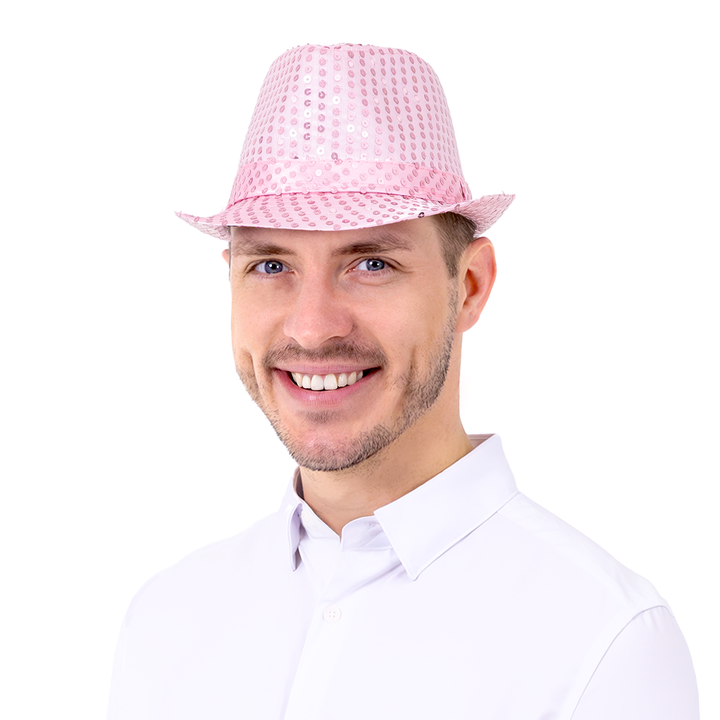 Kapelusz cekinowy jasnoróżowy