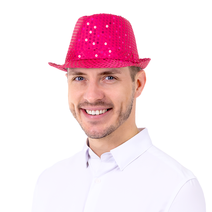 Kapelusz cekinowy różowy