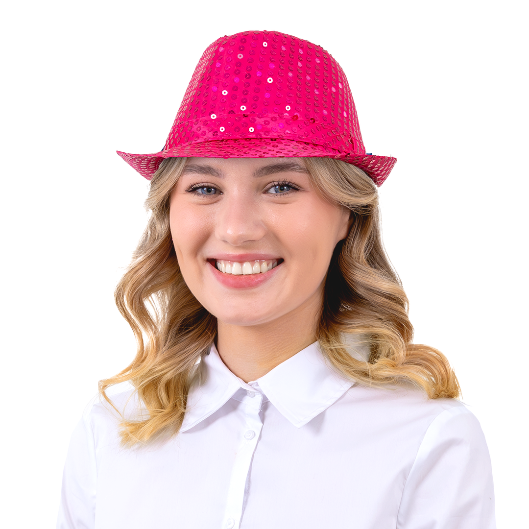 Kapelusz cekinowy różowy