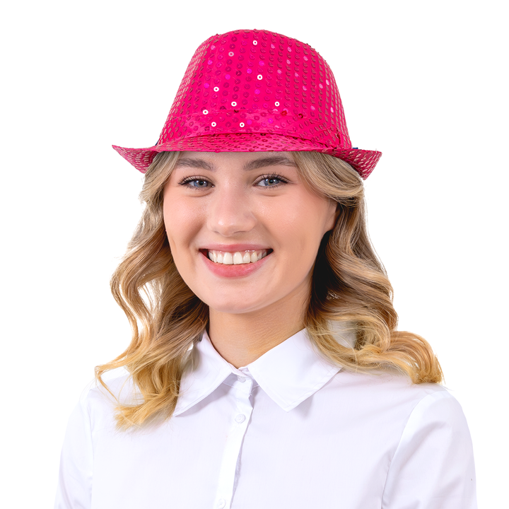 Kapelusz cekinowy różowy