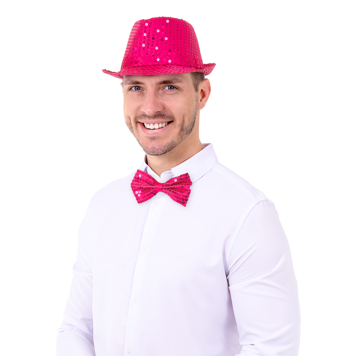 Kapelusz cekinowy różowy