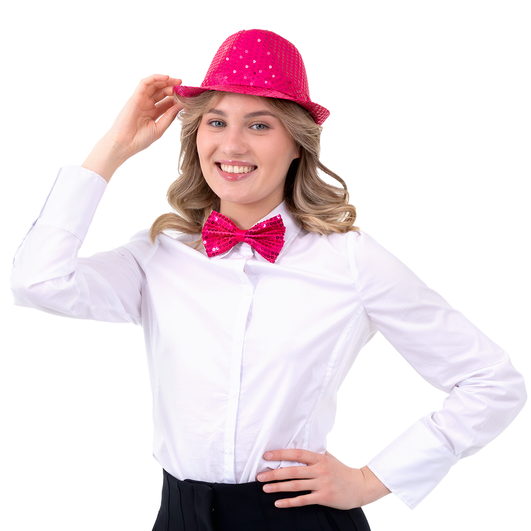 Kapelusz cekinowy różowy