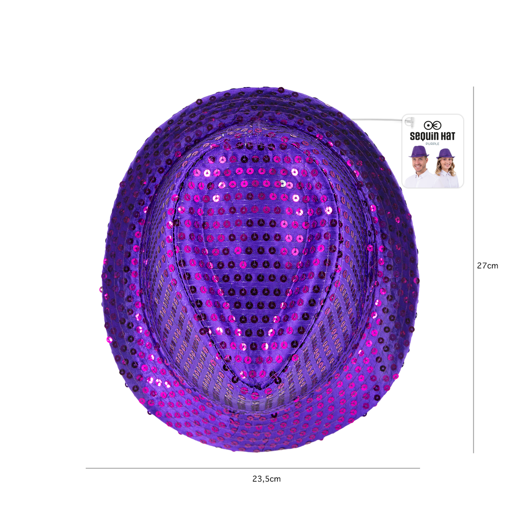 Kapelusz cekinowy fioletowy