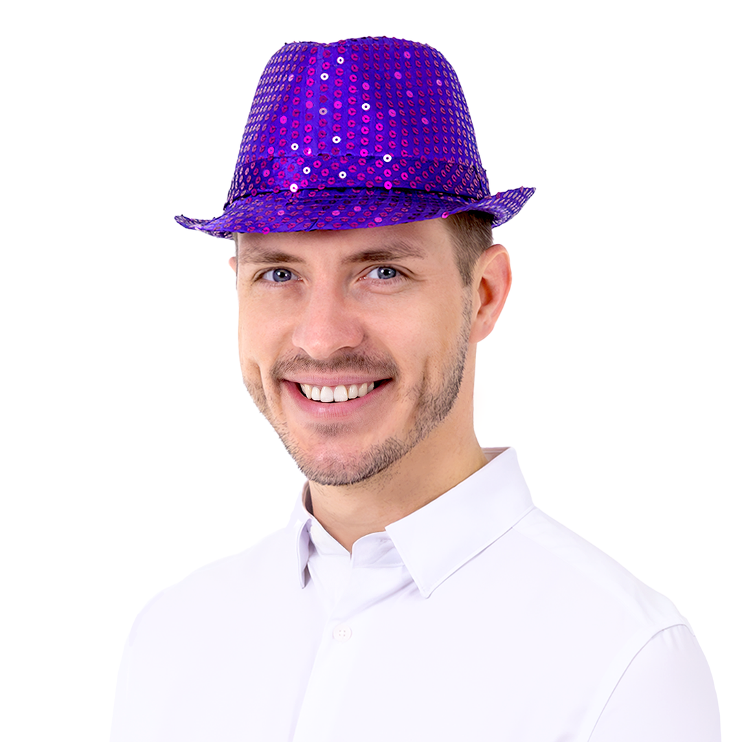 Kapelusz cekinowy fioletowy