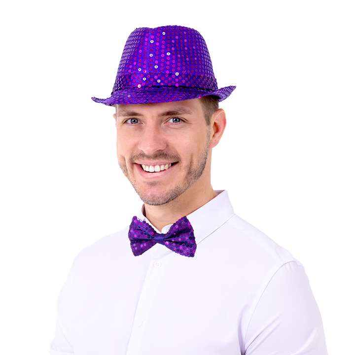 Kapelusz cekinowy fioletowy