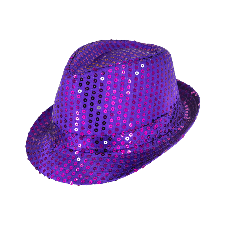 Kapelusz cekinowy fioletowy