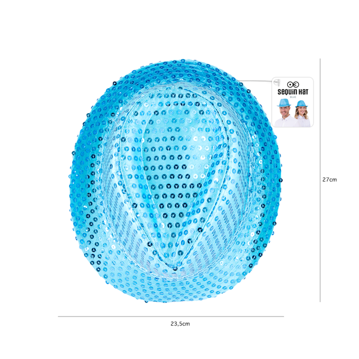 Kapelusz cekinowy niebieski