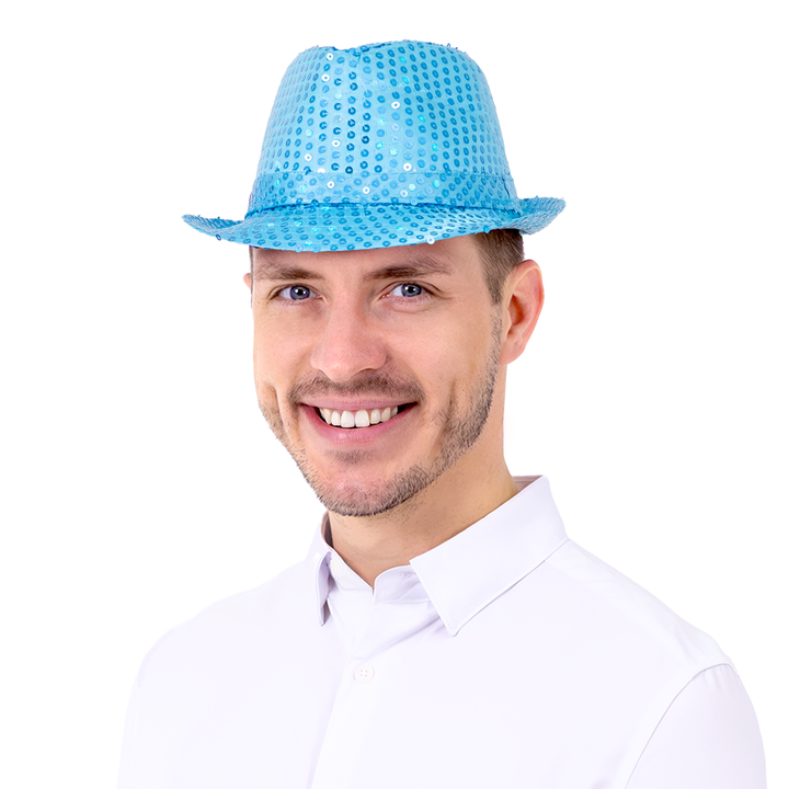 Kapelusz cekinowy niebieski
