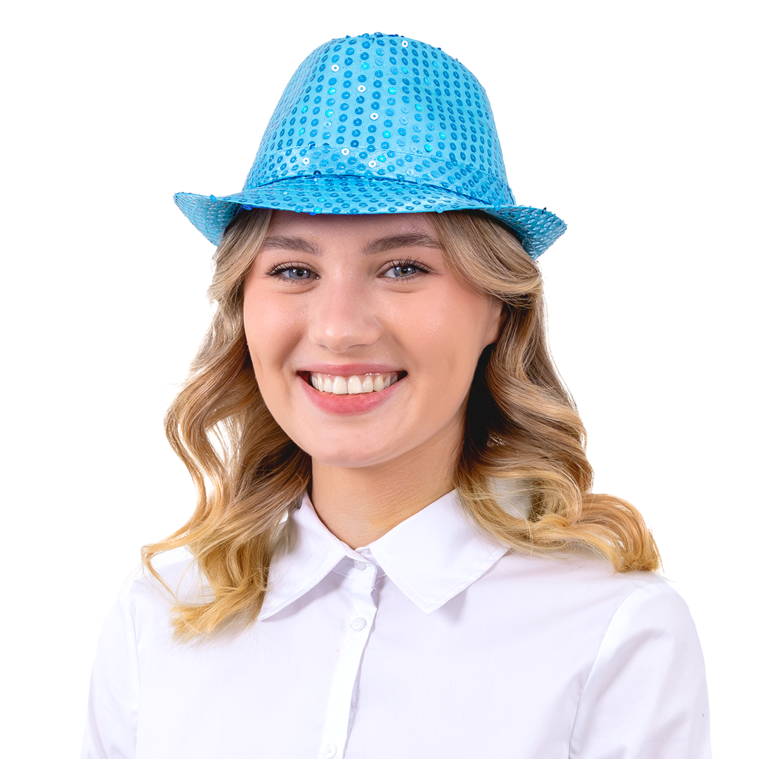 Kapelusz cekinowy niebieski