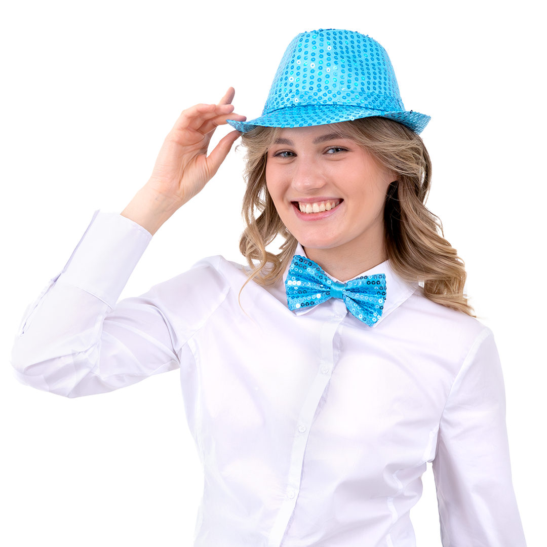 Kapelusz cekinowy niebieski