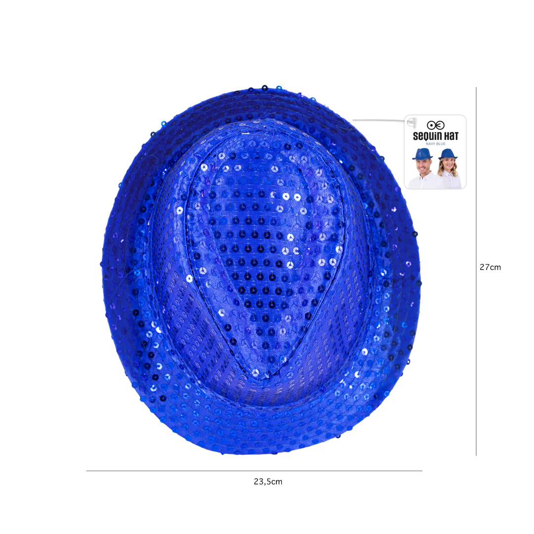Kapelusz cekinowy chabrowy