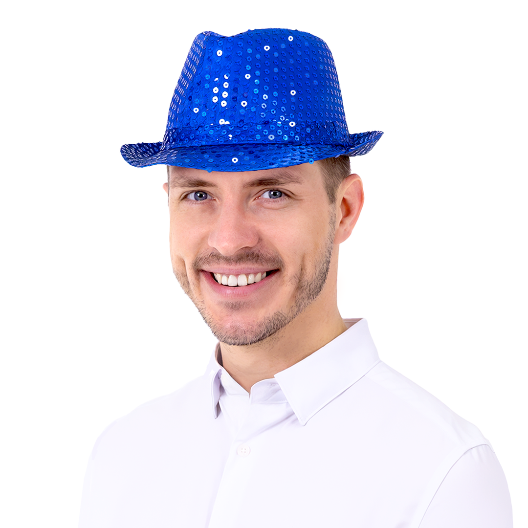 Kapelusz cekinowy chabrowy