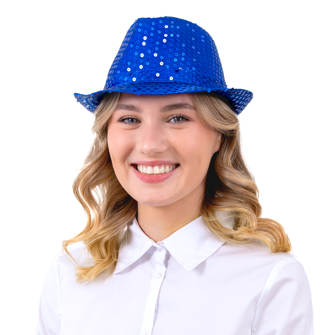 Kapelusz cekinowy chabrowy