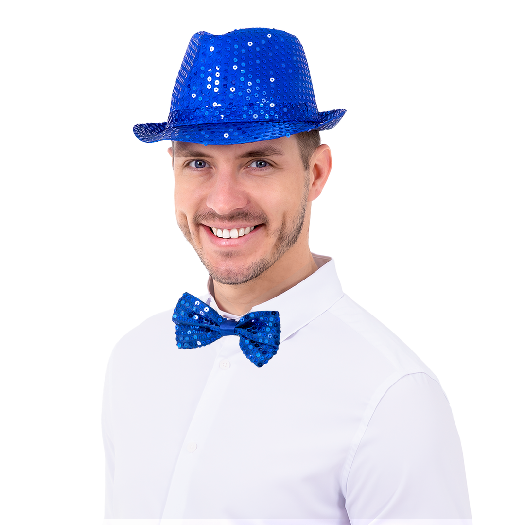 Kapelusz cekinowy chabrowy