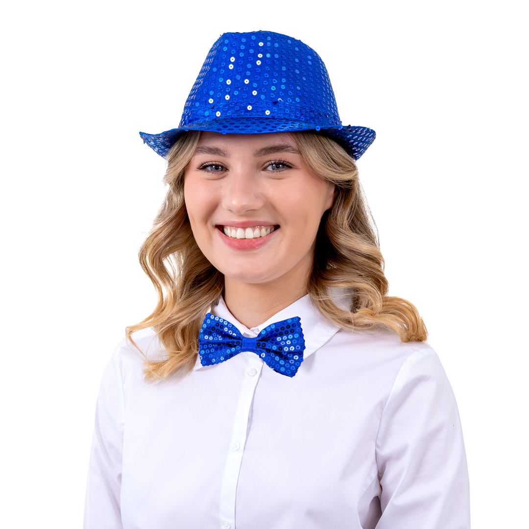 Kapelusz cekinowy chabrowy