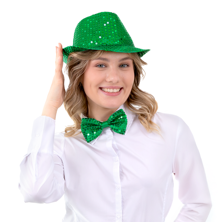 Kapelusz cekinowy zielony