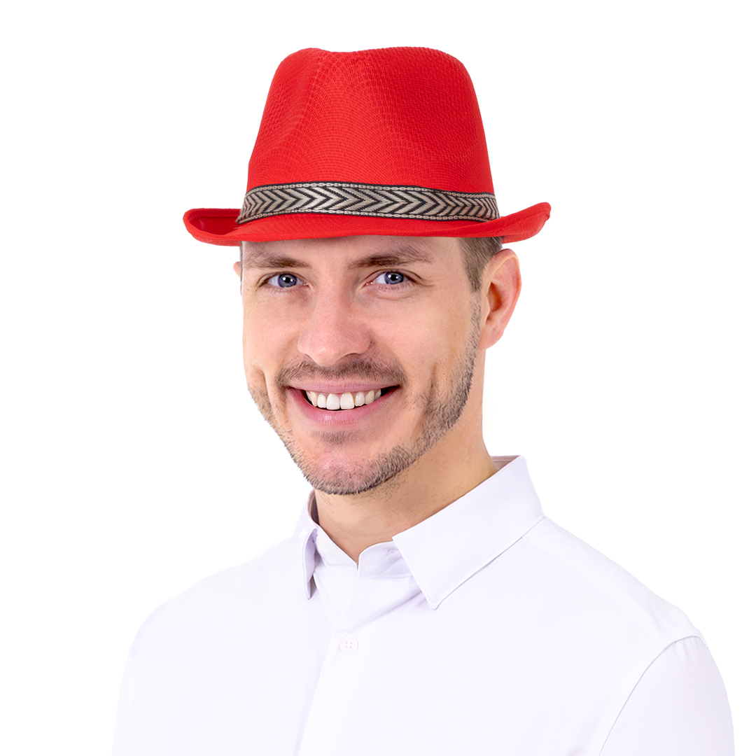 Kapelusz trilby czerwony