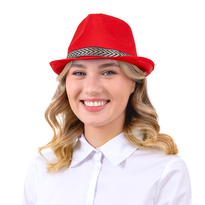 Kapelusz trilby czerwony