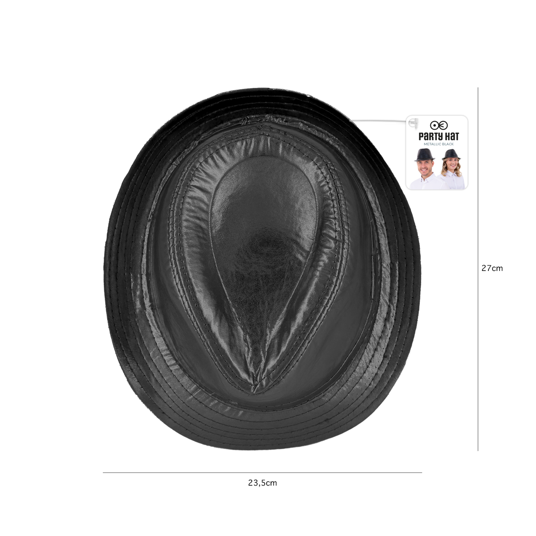 Kapelusz z imitacji skóry czarny