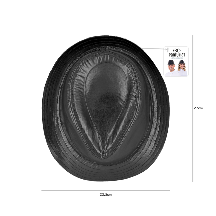 Kapelusz z imitacji skóry czarny