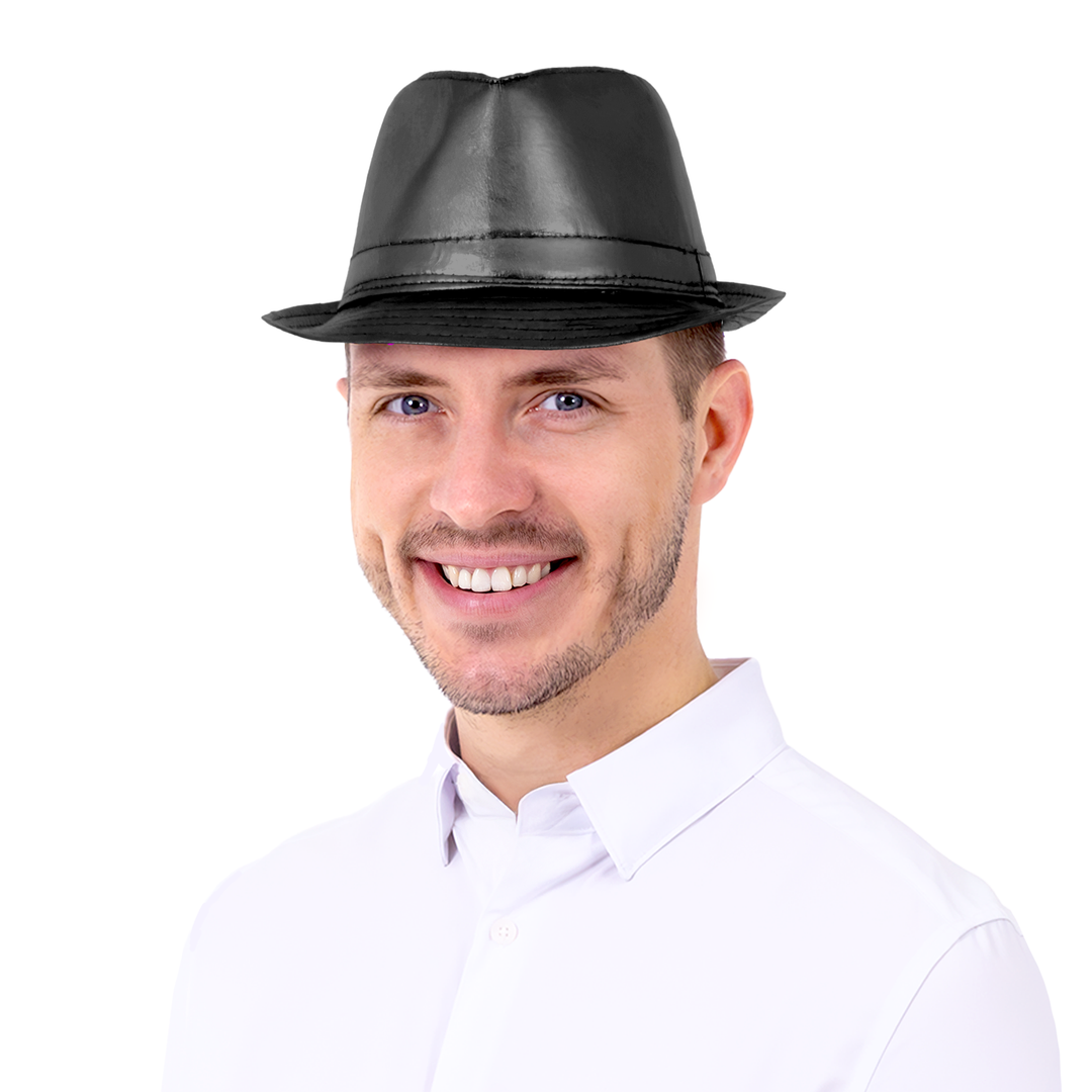 Kapelusz z imitacji skóry czarny