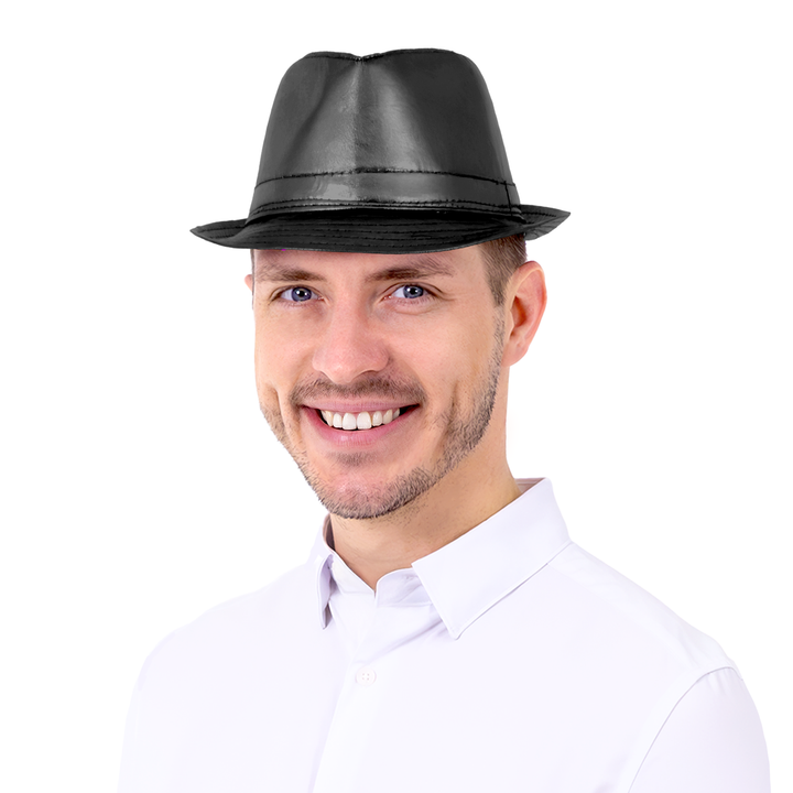 Kapelusz z imitacji skóry czarny