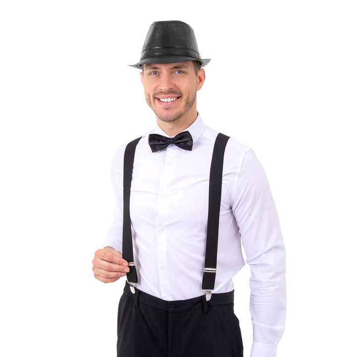 Kapelusz z imitacji skóry czarny