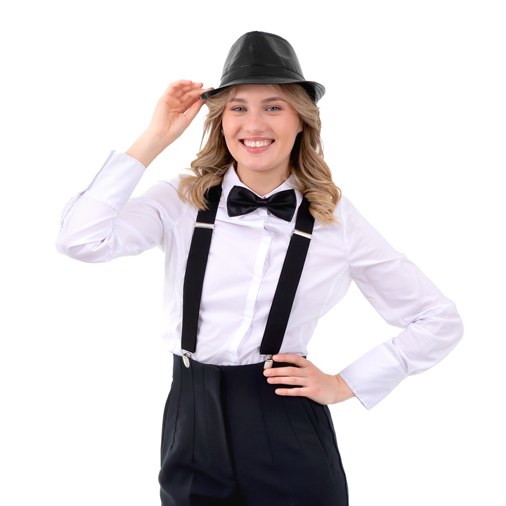 Kapelusz z imitacji skóry czarny