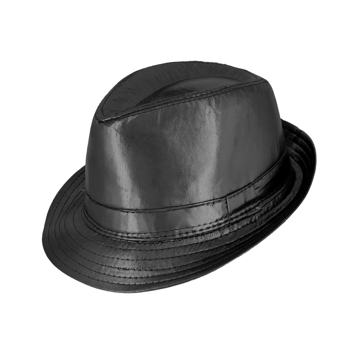 Kapelusz z imitacji skóry czarny