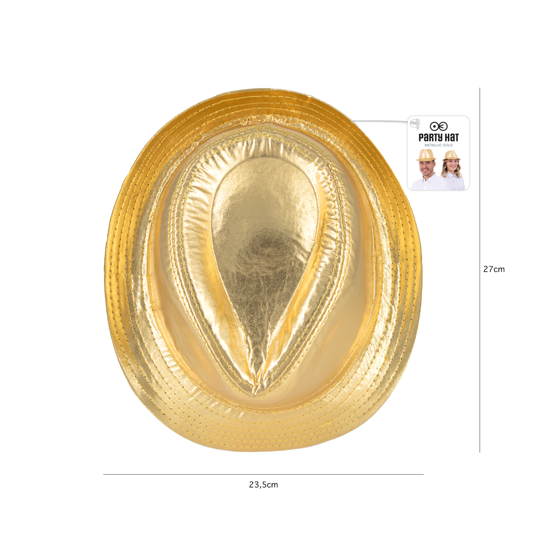 Kapelusz z imitacji skóry złoty