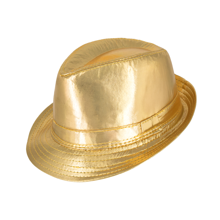 Kapelusz z imitacji skóry złoty