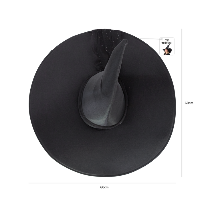 Kapelusz czarownicy Halloween czarny Ø 60 cm