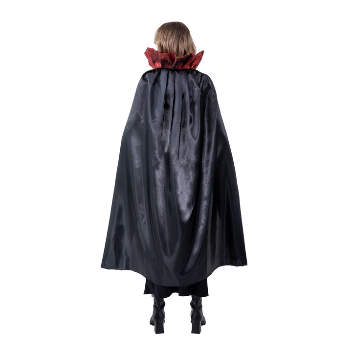 Peleryna satynowa z ozdobnym kołnierzem czarna 120 cm