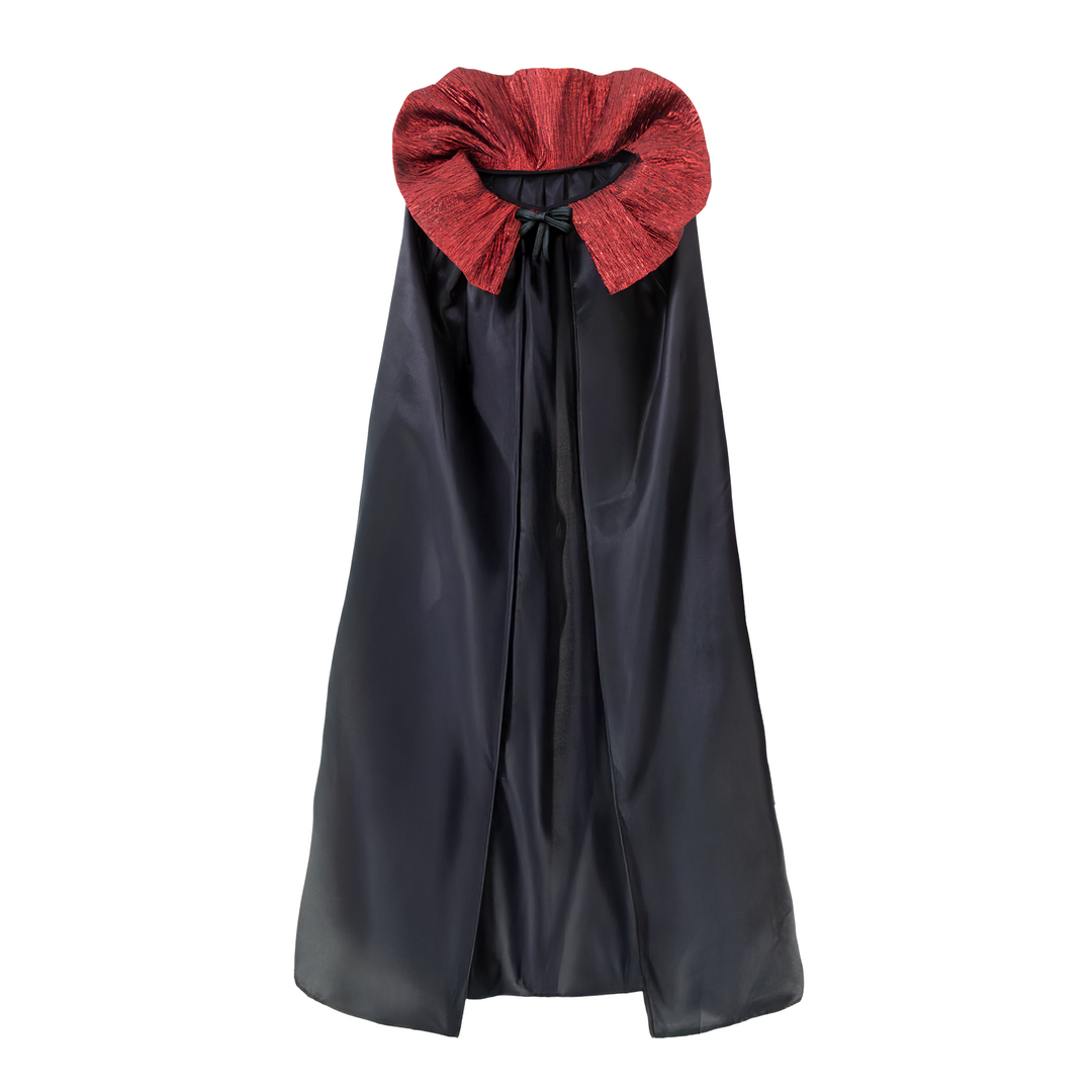 Peleryna satynowa z ozdobnym kołnierzem czarna 120 cm