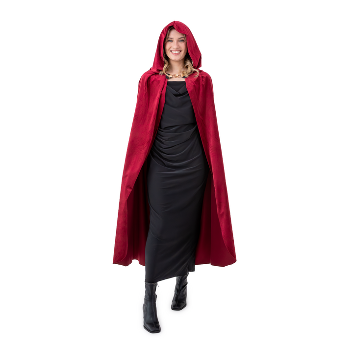 Peleryna z kapturem z aksamitu burgundowa 120 cm