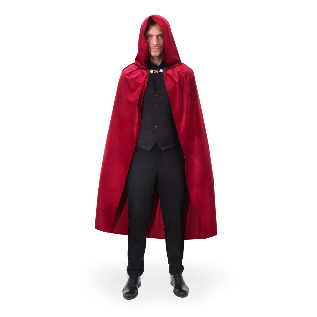 Peleryna z kapturem z aksamitu burgundowa 120 cm