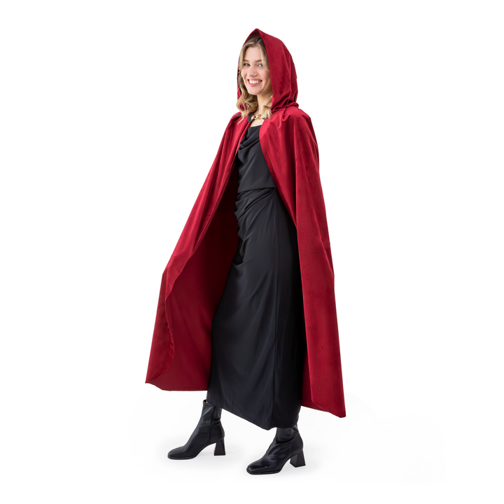 Peleryna z kapturem z aksamitu burgundowa 120 cm