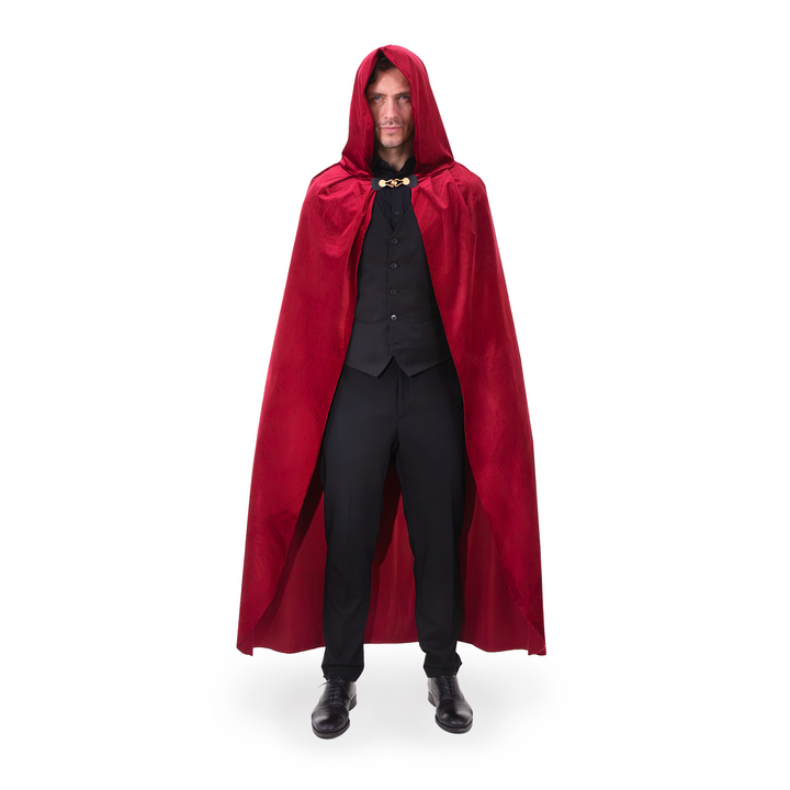 Peleryna z kapturem z aksamitu burgundowa 140 cm