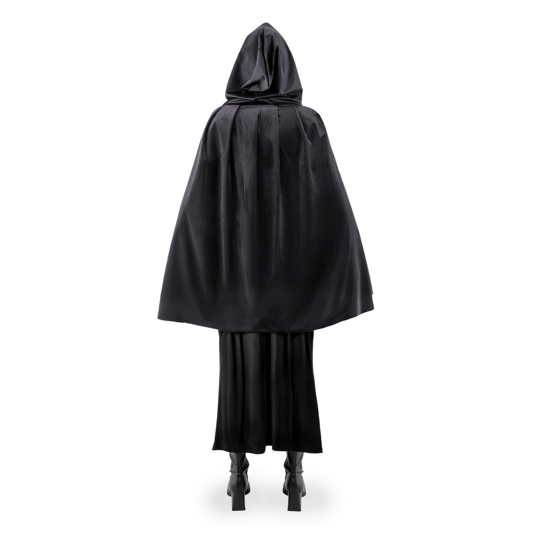 Peleryna z kapturem z aksamitu czarna 80 cm