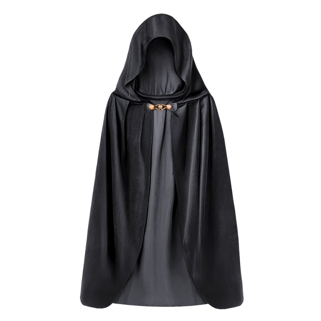 Peleryna z kapturem z aksamitu czarna 80 cm