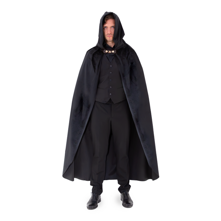 Peleryna z kapturem z aksamitu czarna 140 cm