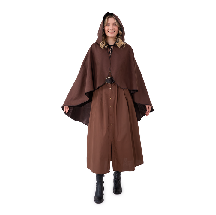 Peleryna z kapturem brązowa 90 cm