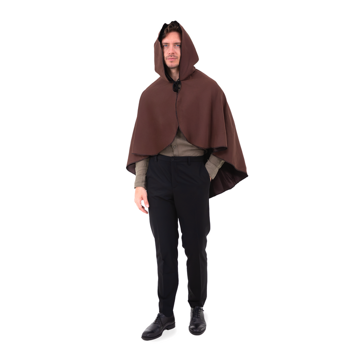 Peleryna z kapturem brązowa 90 cm
