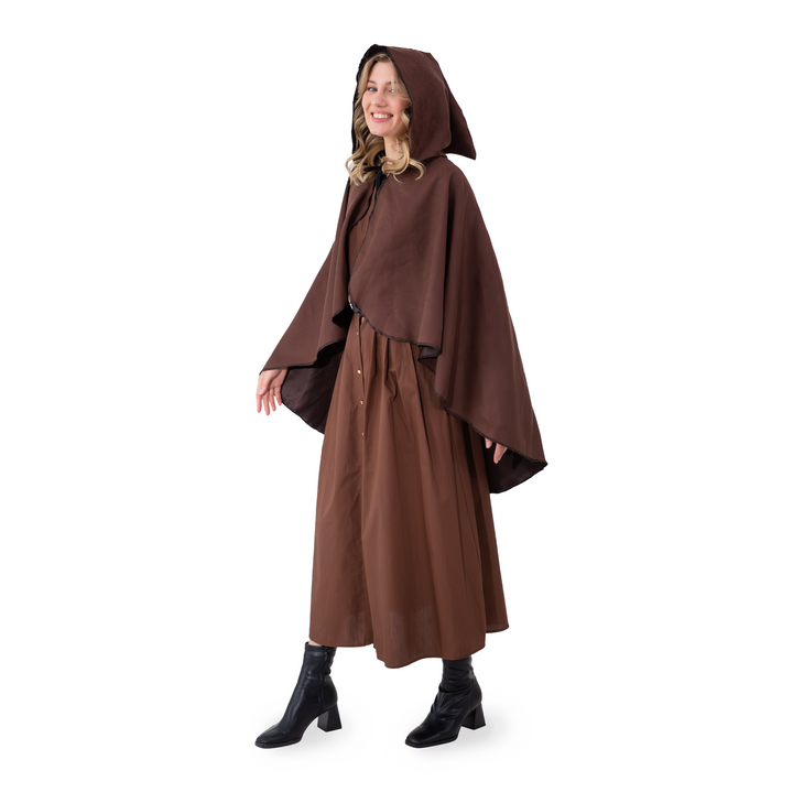 Peleryna z kapturem brązowa 90 cm