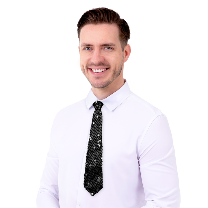 Krawat cekinowy czarny