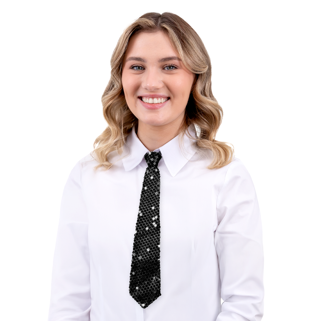 Krawat cekinowy czarny