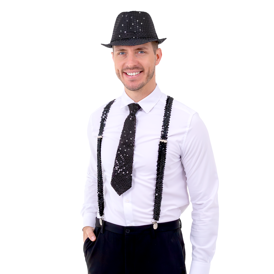 Krawat cekinowy czarny