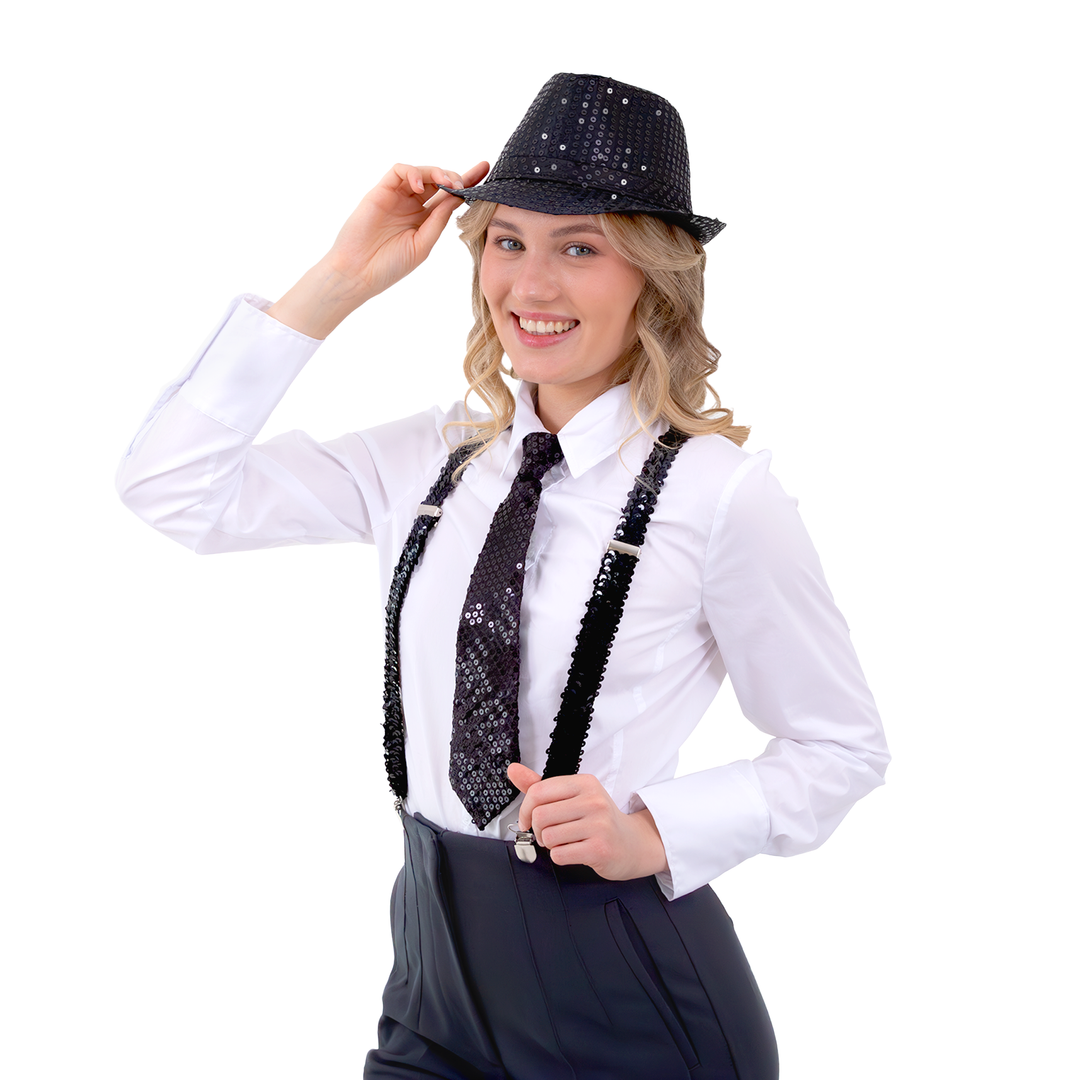 Krawat cekinowy czarny